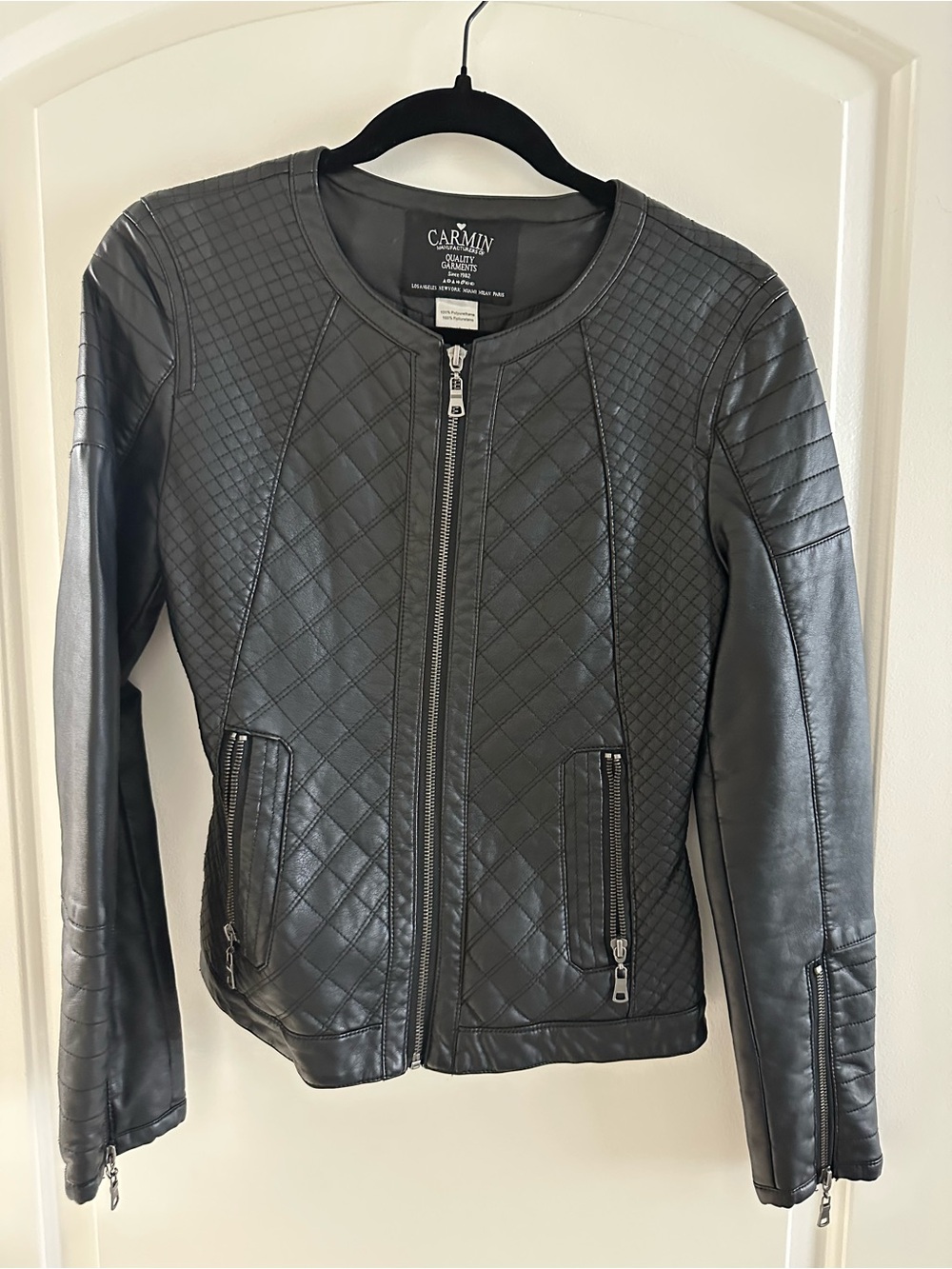 Women’s Quilted Black Faux Leather Jacket